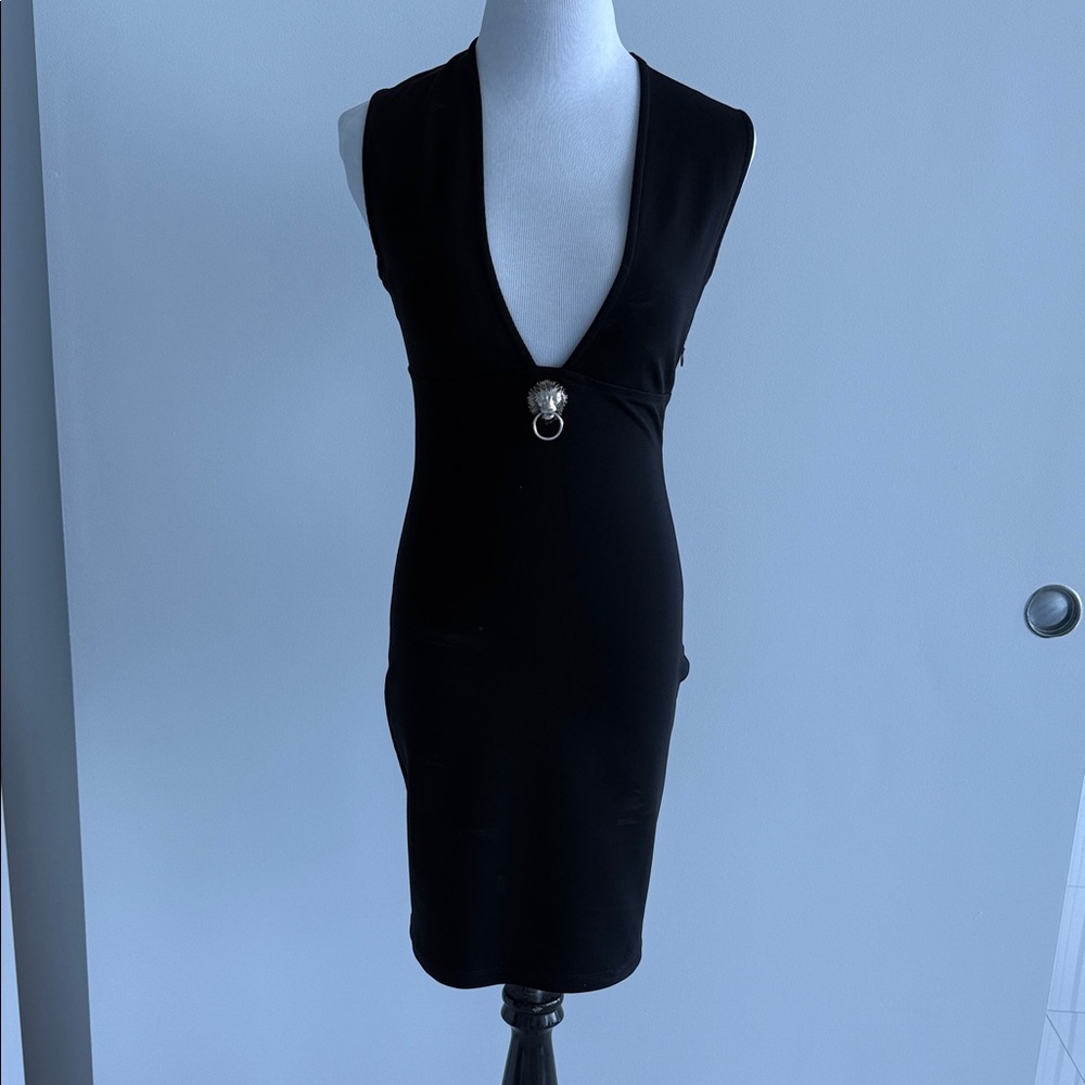 Versace Black Backless Dress with Silver Accent